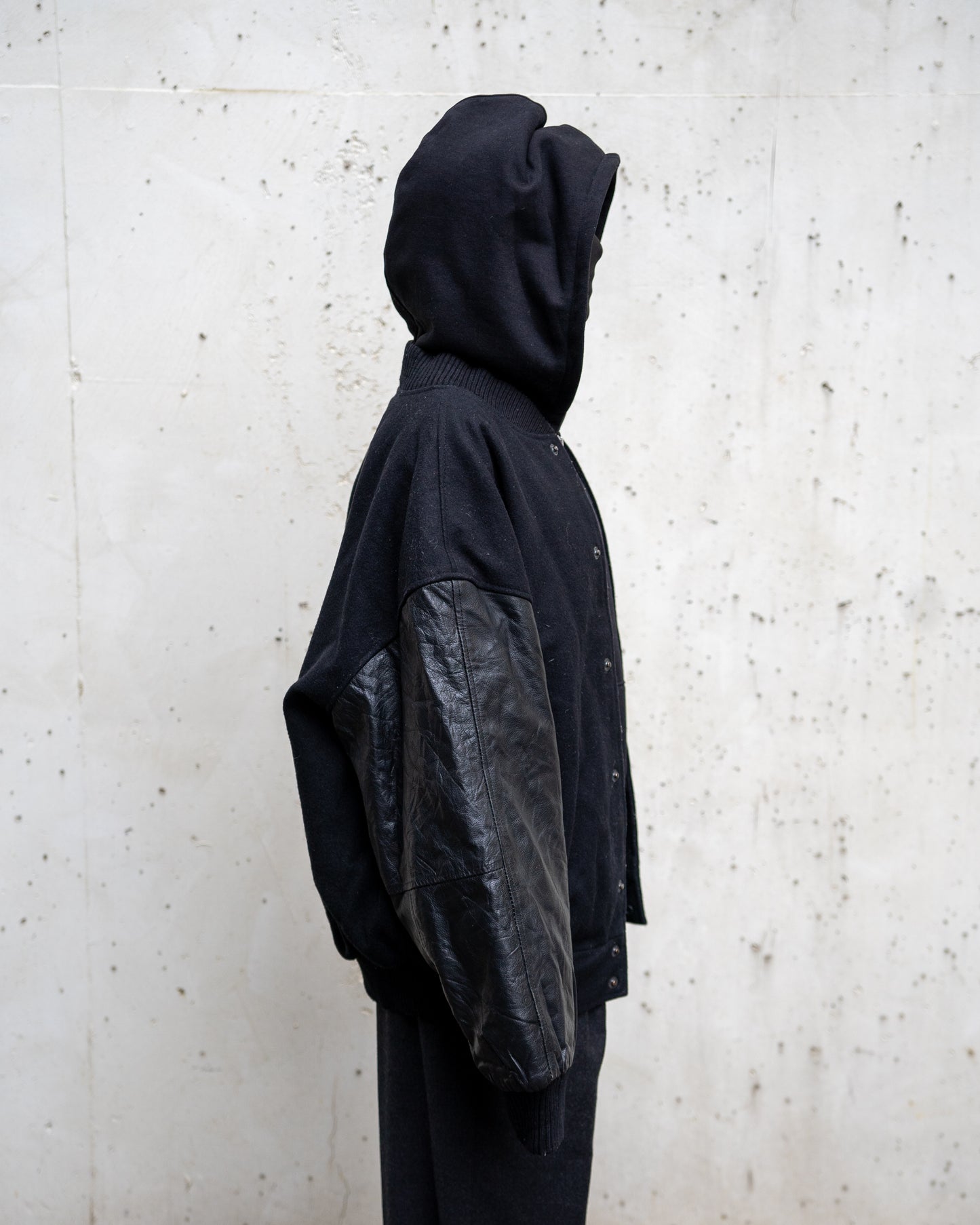 Black Vegan Leather Varsity Jacket