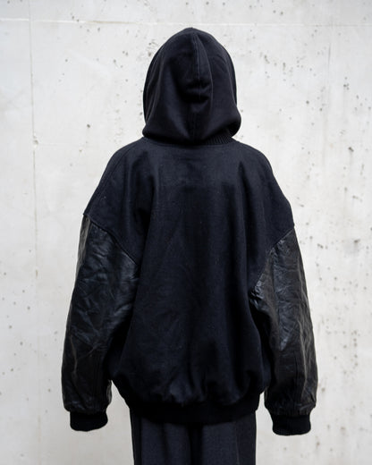 Black Vegan Leather Varsity Jacket