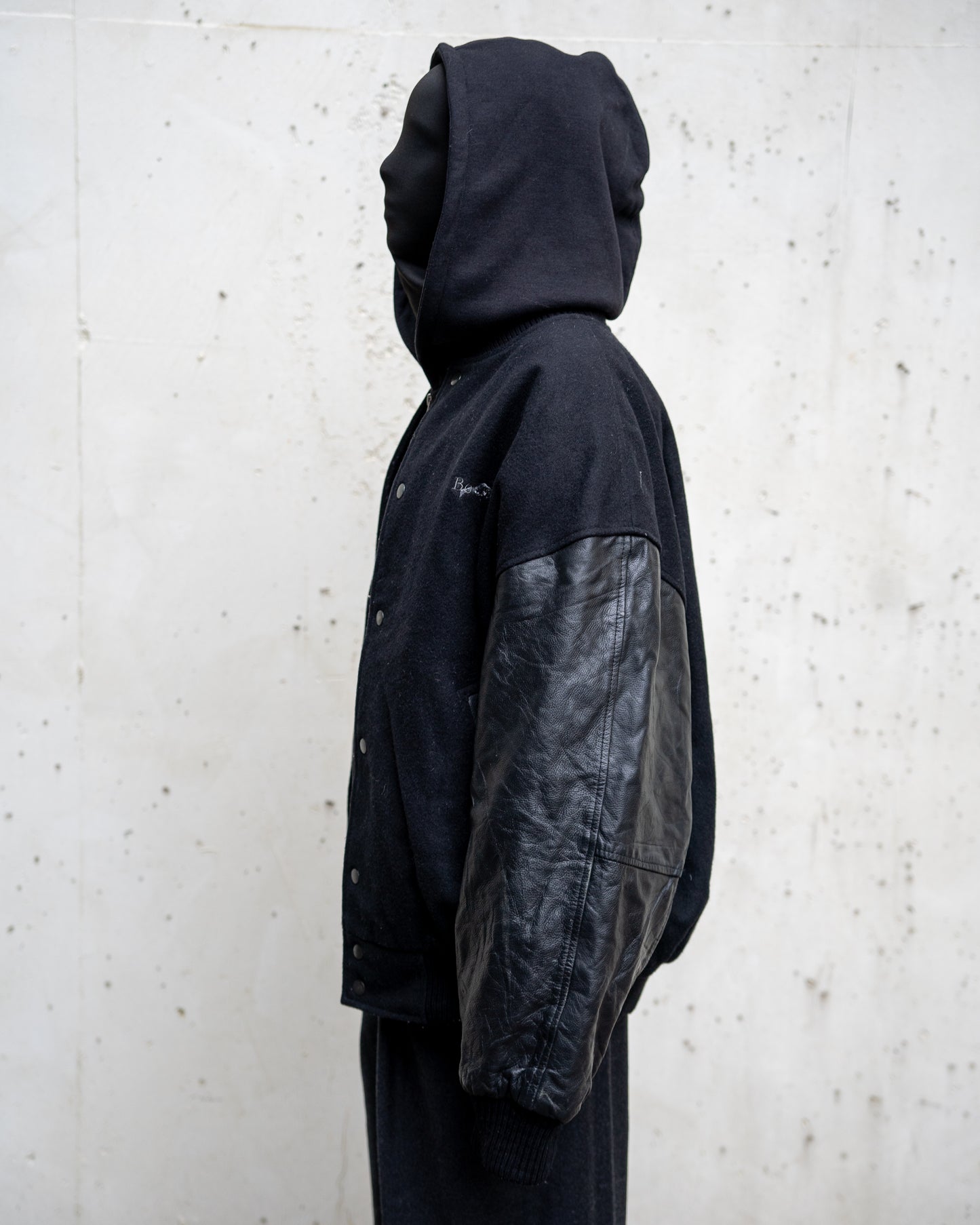 Black Vegan Leather Varsity Jacket