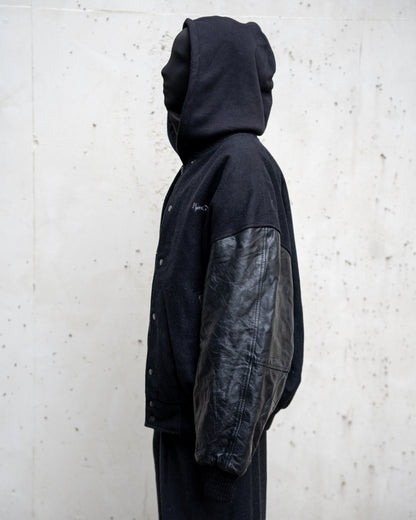Black Vegan Leather Varsity Jacket