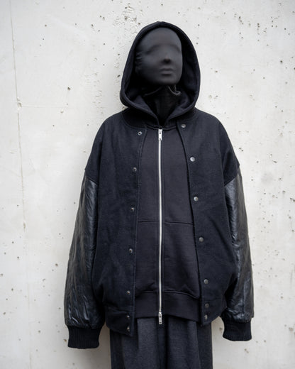 Black Vegan Leather Varsity Jacket